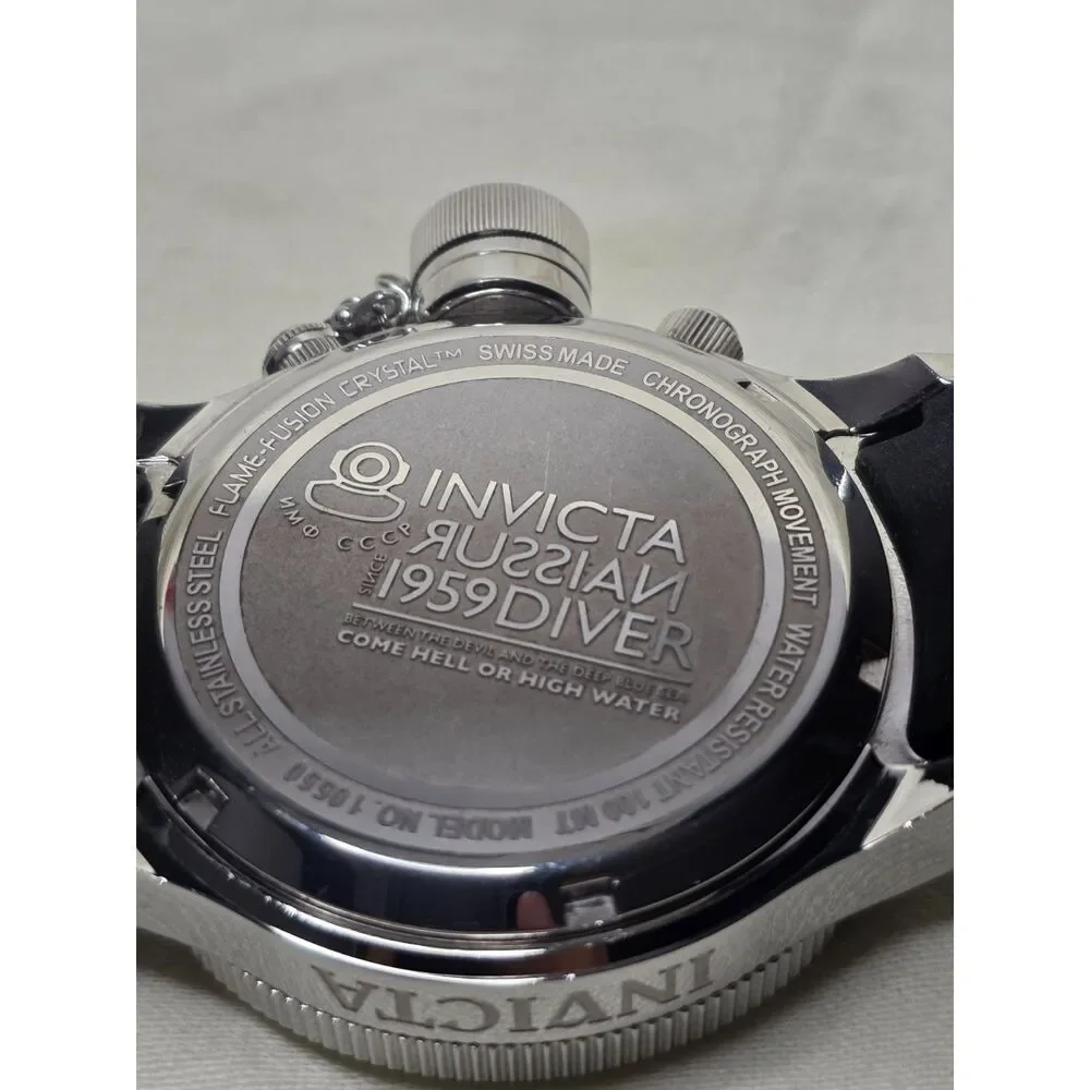 Men's Invicta Russian Diver Watch – Red Dial, Upgraded Black FKM Rubber Strap